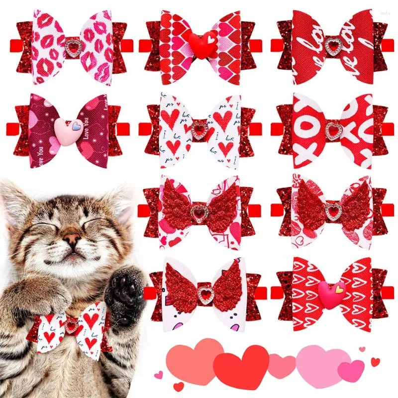 Dog Apparel 10PCS Love Wings Bowtie Small Dogs Valentine's Day Bowties Cat Bow Tie Collar Accessories Pet Supplies