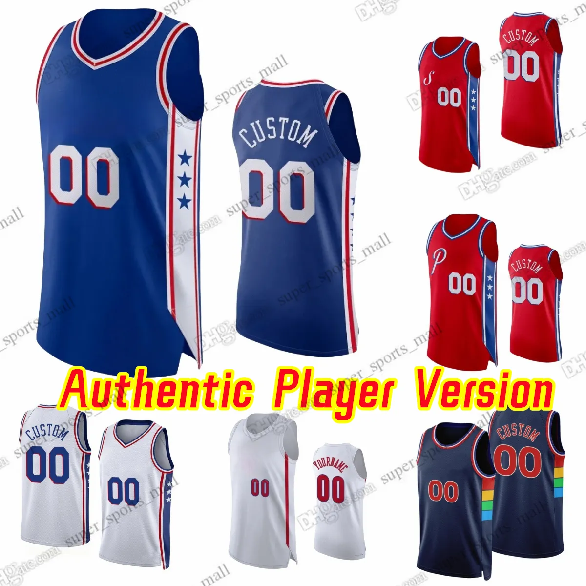 Niestandardowa wersja gracza koszykówki Joel Embiid Jersey au Stitch 12 Tobias 5 Marcus Harris Morris Sr 40 Nicolas 33 Robert Batum Covington 8 De'anthony Melton