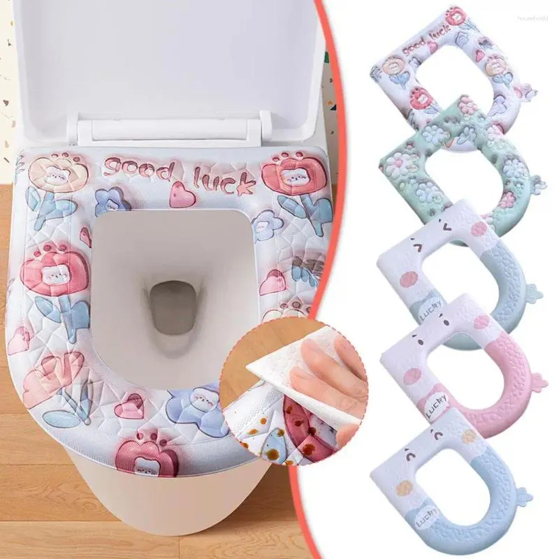 Housses de siège de toilette, motif de dessin animé, épais, doux, Eva, imperméable, décor de salle de bains, accessoires durables, coussin P8c7