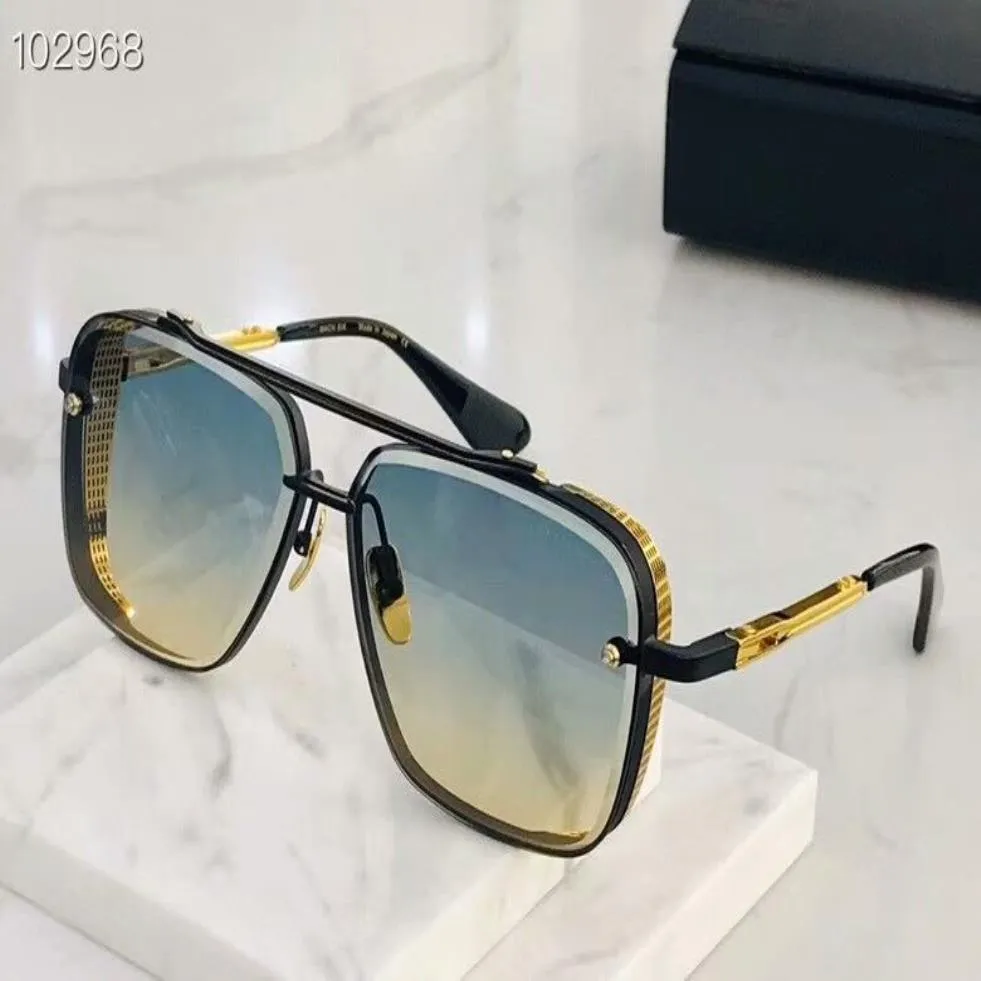 Homens óculos de sol mens óculos de sol edição limitada SEIS óculos K ouro retro moldura quadrada lente de corte de cristal com grade destacável hav270V