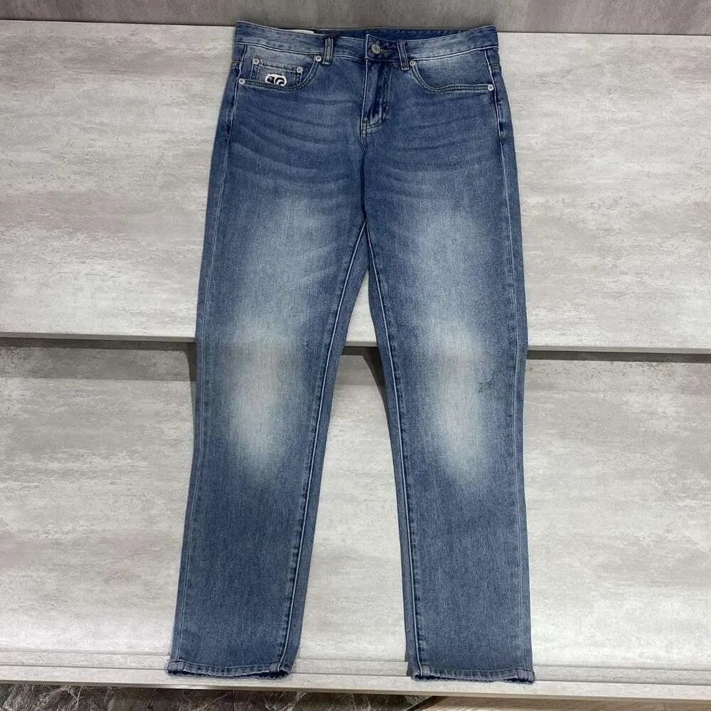 Homens de alto luxo jeans designer jeans homens mulheres esquilo carta bordado calças gráficas moda casual solto simples calças retas