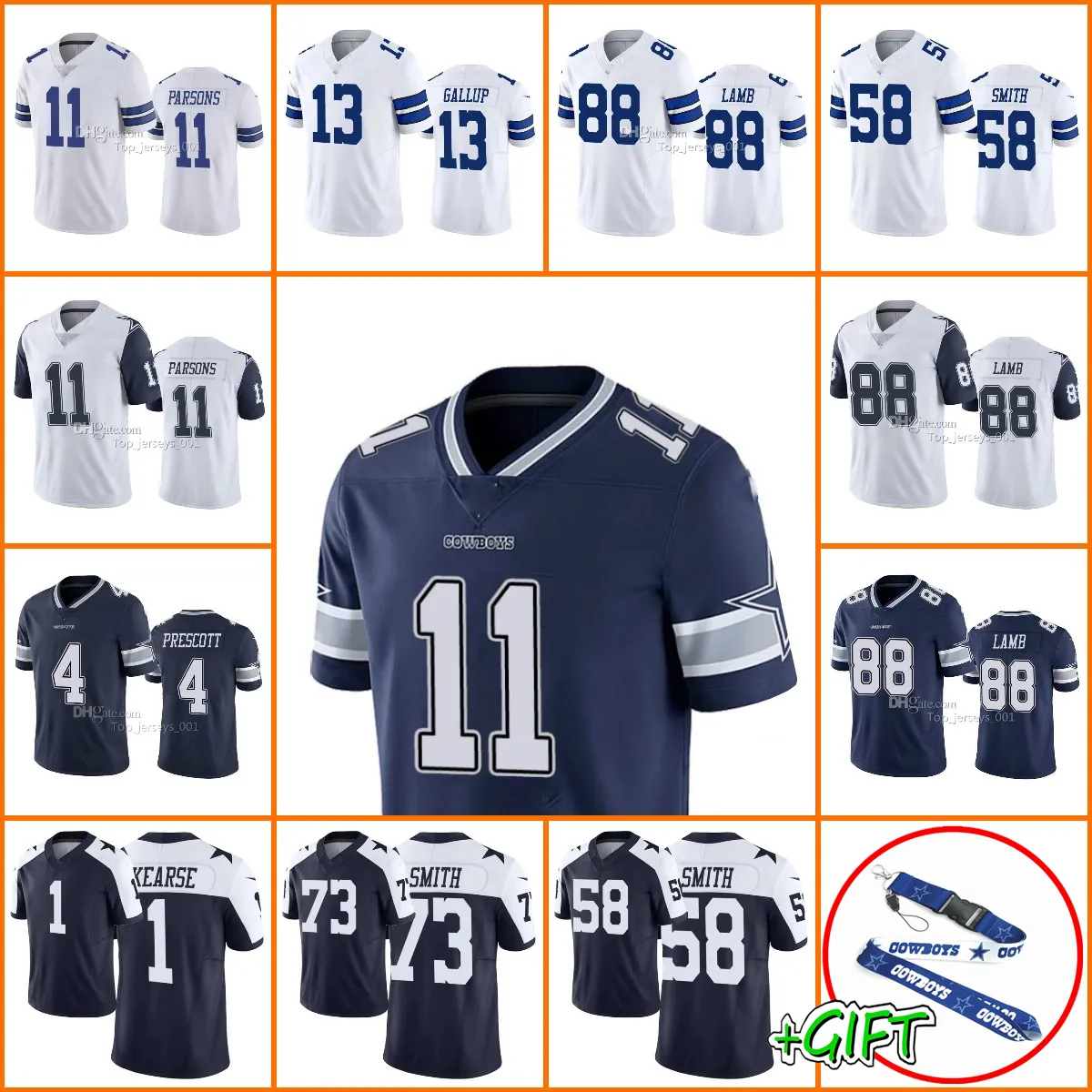 Piłkarskie koszulki Dallas''cowboys''wholesale niestandardowe mężczyźni młode dak Prescott Cooper Rus Tony Pollard Rico Dowdle Micah Parsons Trevon Diggs Ceedee Jersey