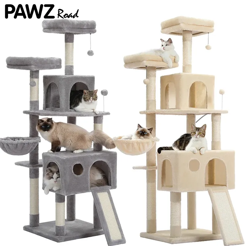 Scratchers H165CM Pet Cat Tree House Condo Toy Post For Cats Drewno wspinaczka drzewo kota wieże meble szybka dostawa domowa