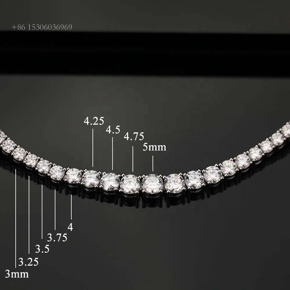5 мм 4 мм 3 мм ледяная цепочка из муассанита Sier, оптовая продажа, индивидуальное женское теннисное ожерелье из белого золота 10 К 14 К, звено