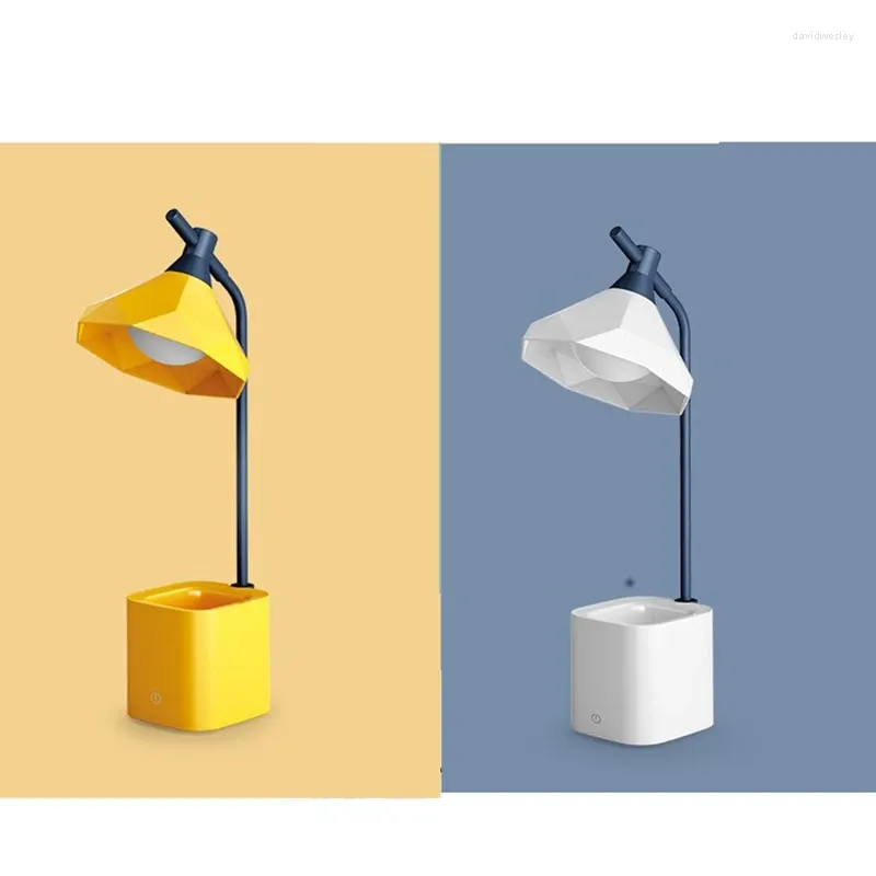 Bordslampor Desk lampan med pennhållare laddningsbar LED 3 dimningsnivåer Justerbar ljusstyrka för tonåringar