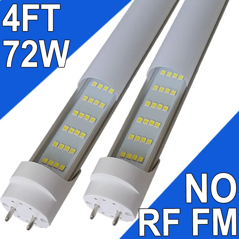 Tube LED T8 de 4 pieds 72W, lumière blanche du jour 6500k, ampoules LED de 4 pouces, pour garage, entrepôt, magasin, ballast lumineux, base G13, T10, T12, lampe fluorescente de remplacement, AC100-277V, usastock