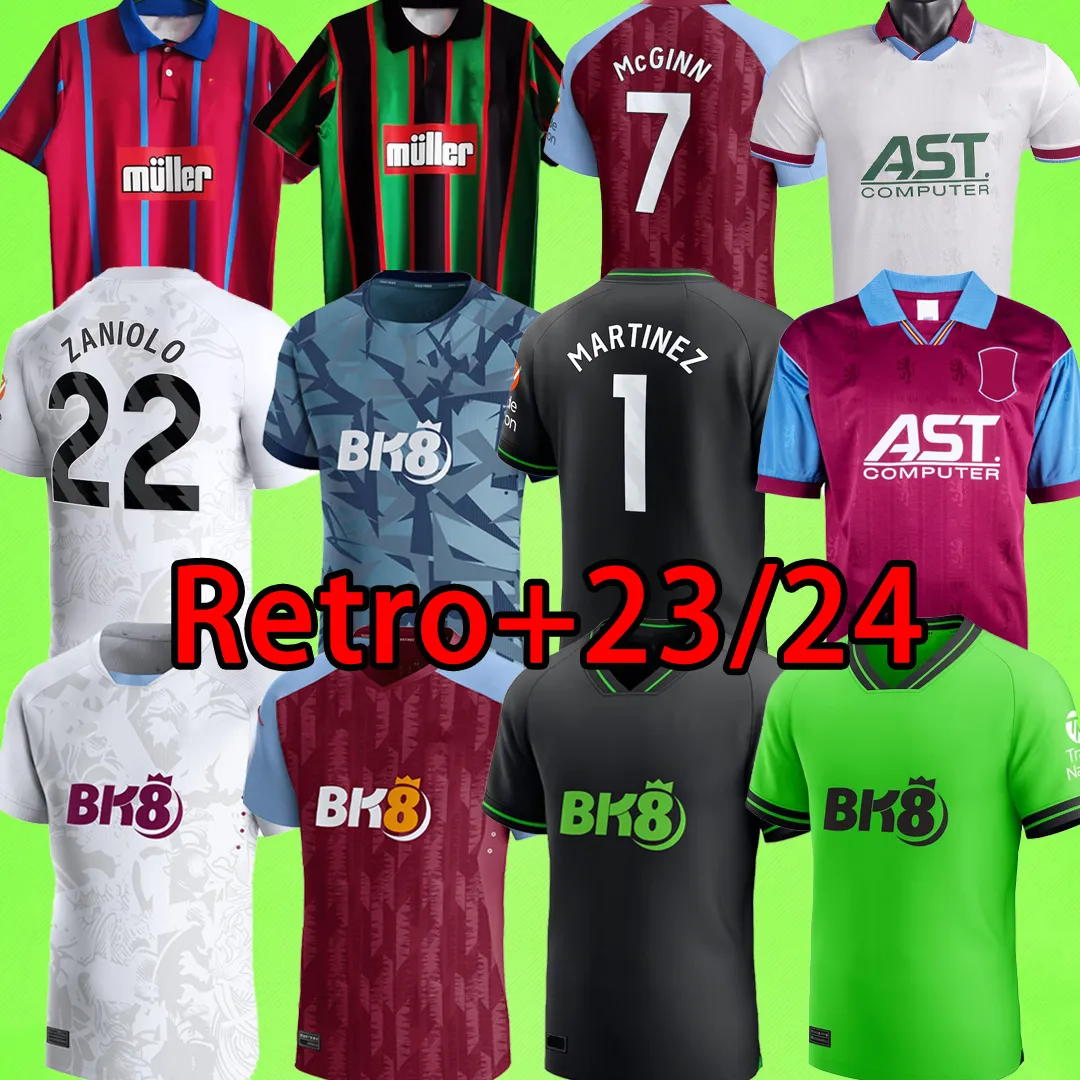 23/24 Aston 축구 유니폼 #1 Martinez Kamara Villas 골키퍼 2023 2024 McGinn El Ghazi Douglas Luiz Mings Konsa 현금 축구 셔츠 레트로 93 94 95 96 교육 유니폼