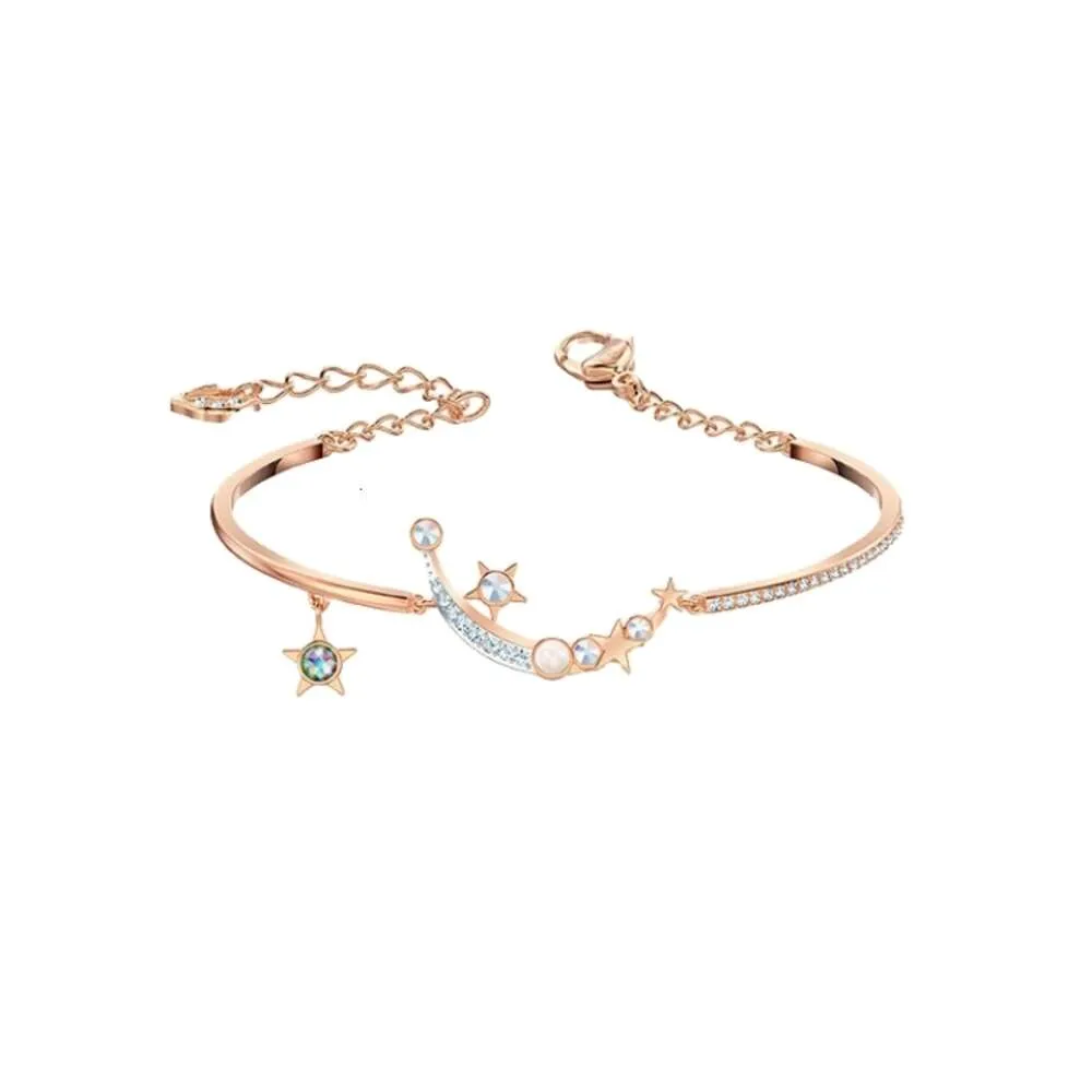 Bracciale Swarovski Designer Luxury Fashion Donna Qualità originale Corrispondenza Notte stellata Miele Lingua Stella Luna Bracciale Donna Rondine Elemento Cristallo