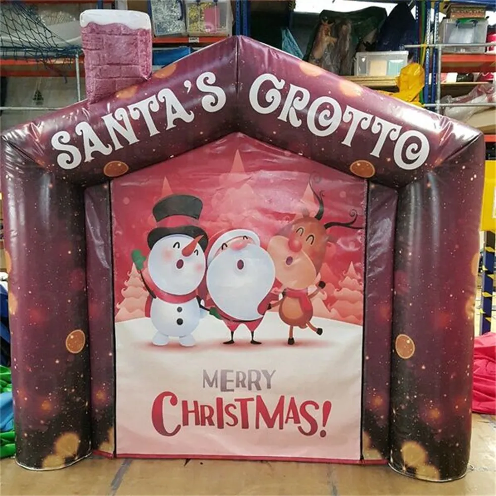 Özelleştirilmiş Baskı Şişirilebilir Noel Baba'nın Grotto 11.5x10x10ft Noel Santa Cottage House çadır barınağı kabin kabin Balon Xmas Festival Dekorasyonu 002