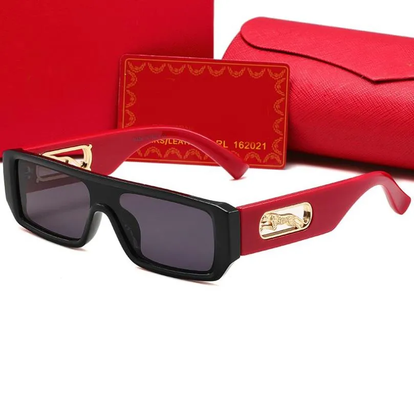 Gafas de sol rectangulares Marco Diseñador Para mujer Sombras Rojo Negro Símbolo Anteojos Hombre Moda junto al mar UV400 Mostrar Glamour San Valentín Gif230n