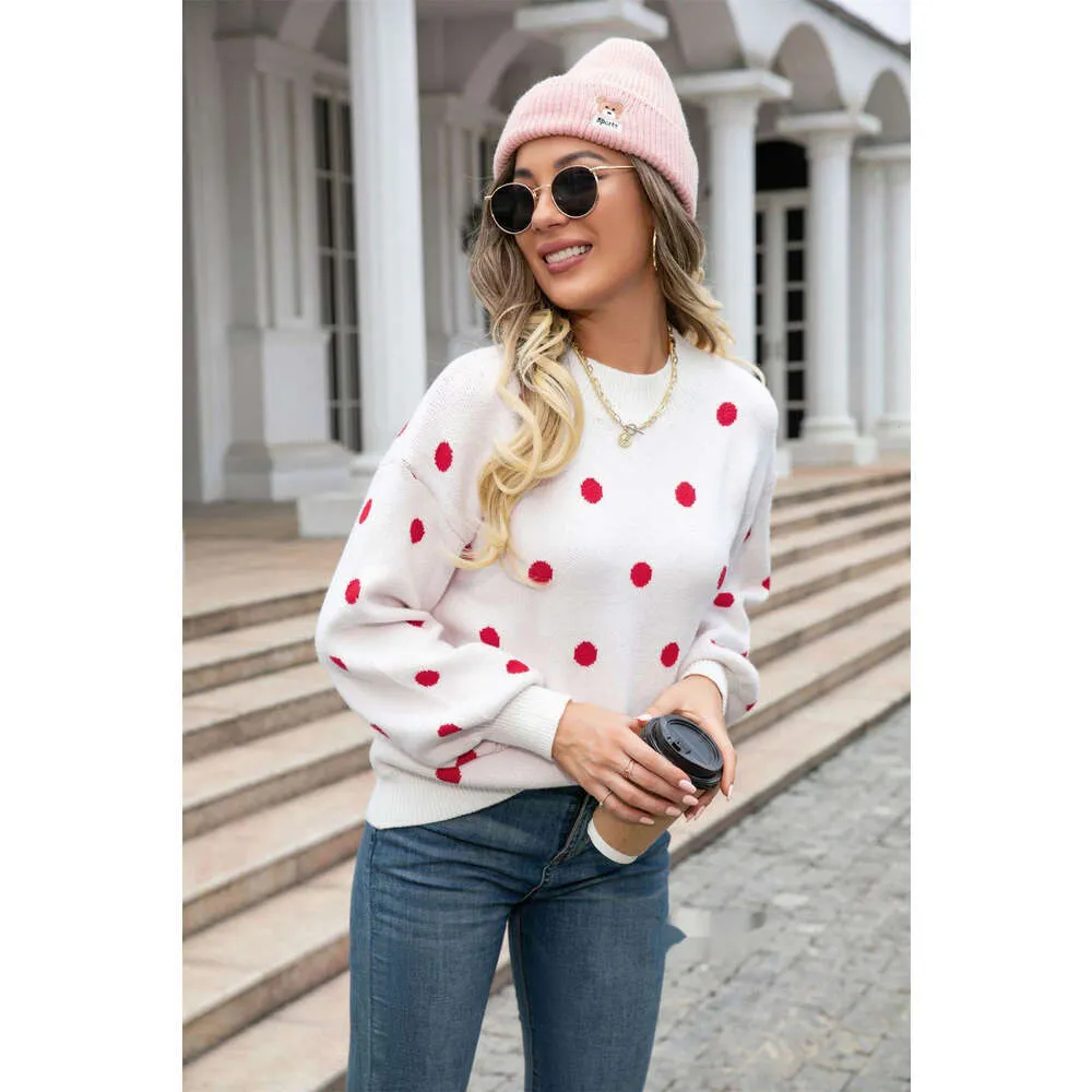 Designer Kvinnokläder Autumn/Winter New Sweater Print Knitwear Round Dot Pullover Stora tröjor Tröjor Dammode Cardigans för kvinnor Warm WomanM0N5