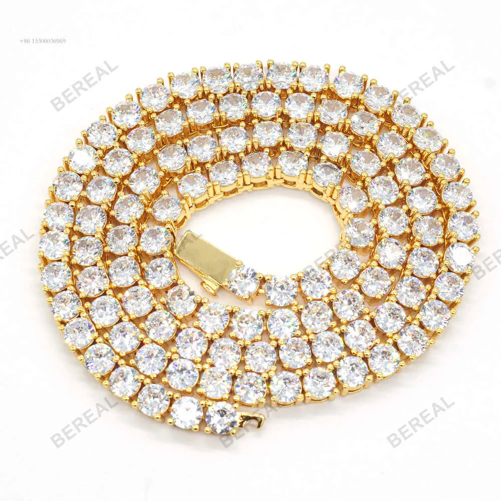 Collier et Bracelet en or massif 10K 14K pour hommes et femmes, chaîne de Tennis en diamant VVS Moissanite, chaîne glacée, bijoux personnalisés