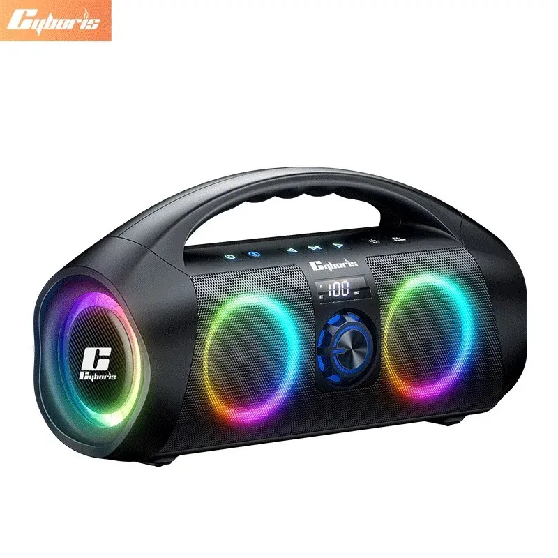 Cyboris F29 120W Yüksek Hacim RGB DAZZL DIZ MOVED Bluetooth Ses 53 IPX7 Su Geçirmez Ser Subwoofer Party Square Dance 240126