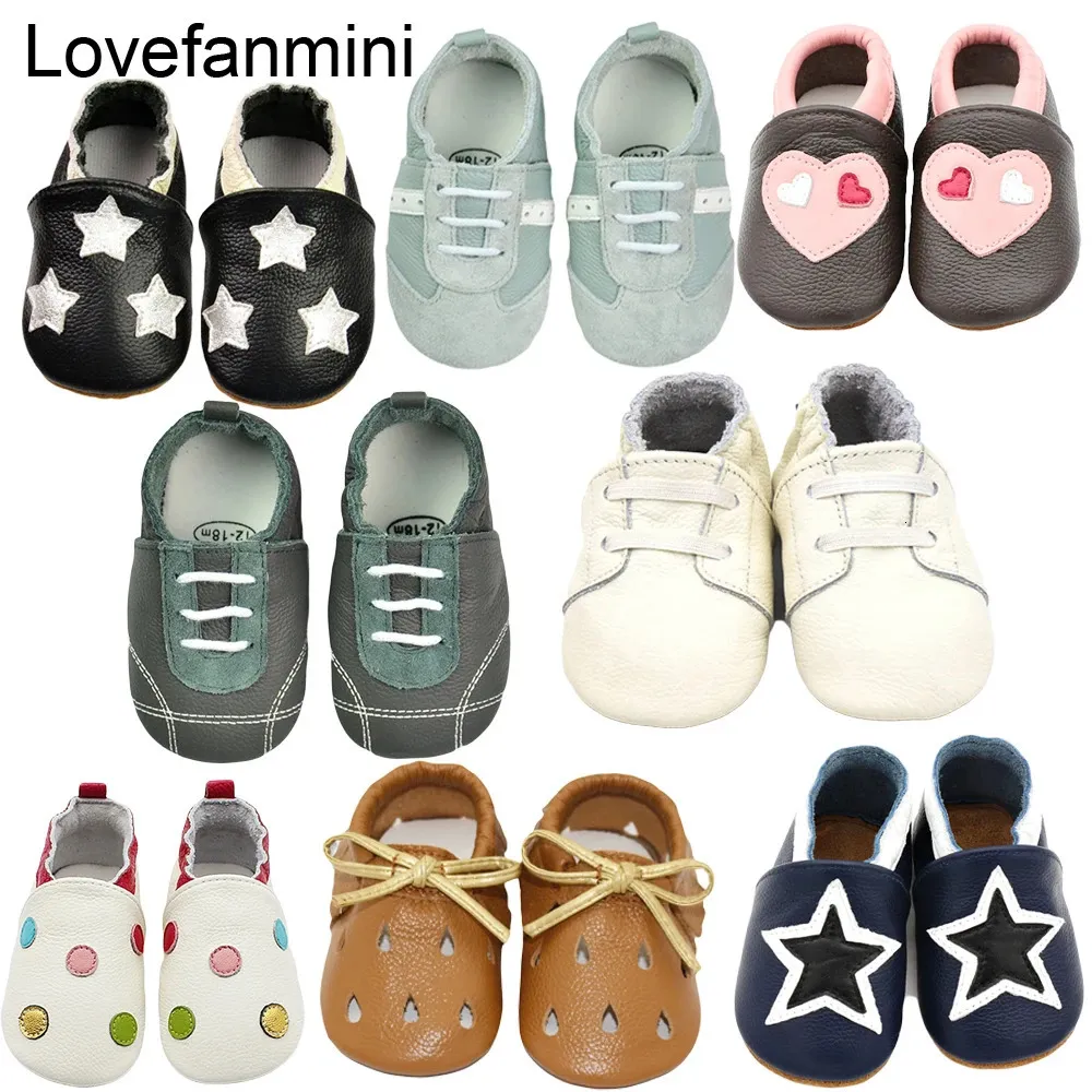 Chaussures bébé véritable cuir de vache semelle souple bebe né chaussons bébés garçons filles infantile enfant en bas âge mocassins pantoufles premiers marcheurs 240126