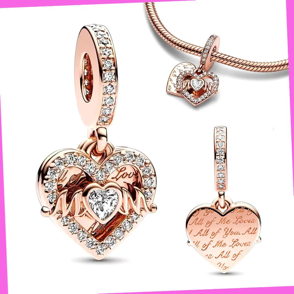 Sterling Heart & Mum Dangle Charm Fit Charms Sier Original Bracelet For Jewelry Making
