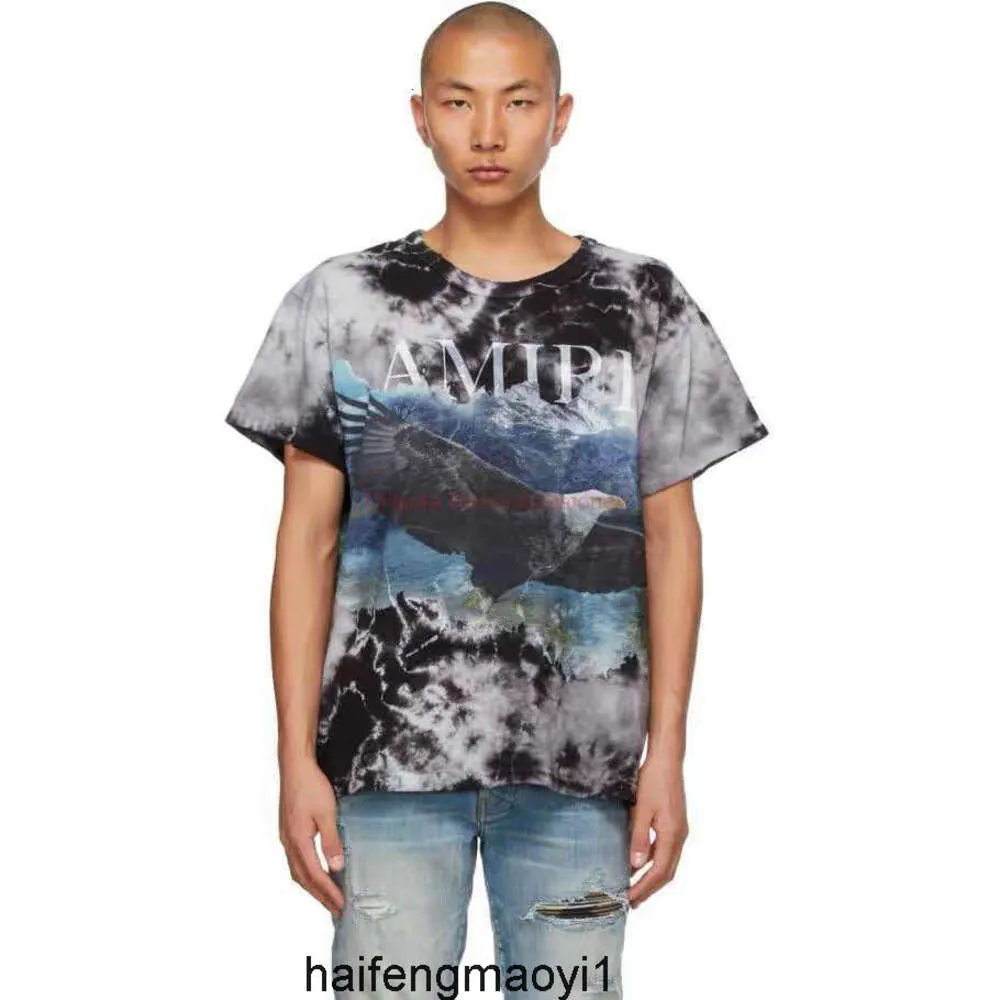 Am men designer amari Old Damaged amirl women luxury amirlies Fashion Clothing Tees am Tshirt Washed amis Tie Dye imiri Direct amiiri Spray Eagle Tshirt Short Sl 2RXV