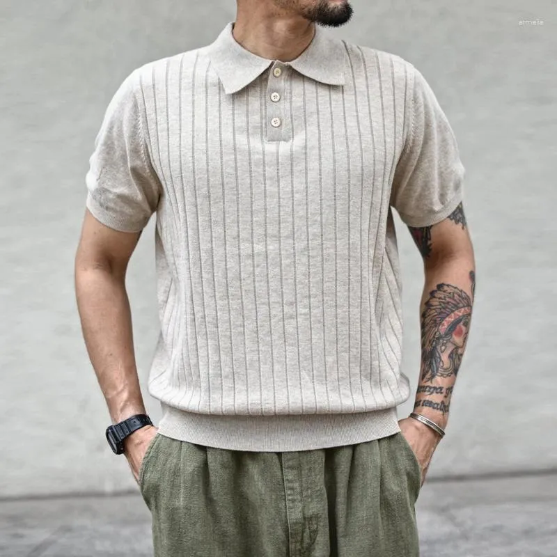 Polos pour hommes Sauce Zhan Polos pour homme Tops Tees Summer Knit Chemise à manches courtes Vintage Coton Regular Fit