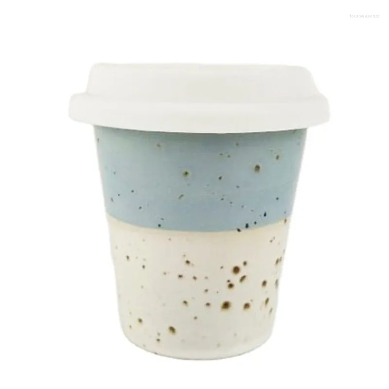 Tasses peintes à la main bleu four glaçage lait tasse d'avoine Vintage européen Portable café maison bureau boisson créative