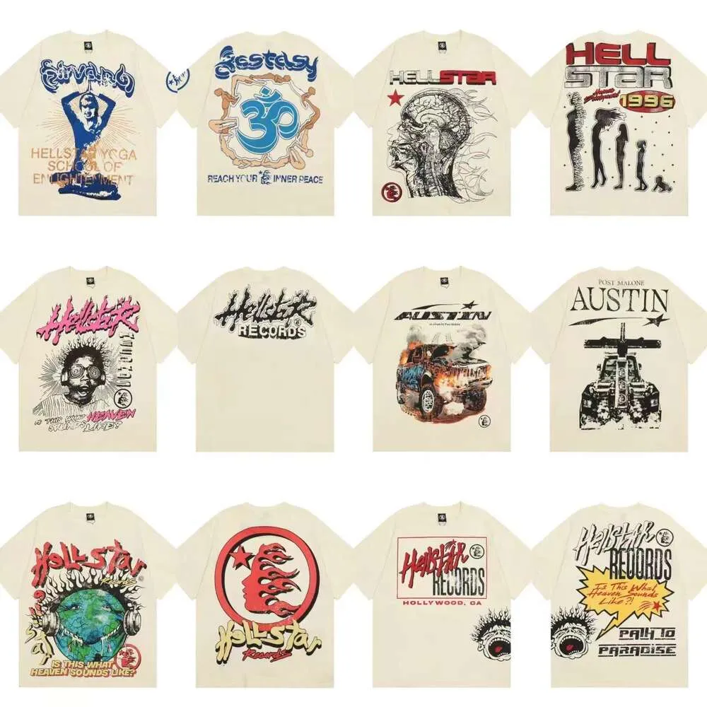 Hellstar 24ss ontwerper Amerikaanse Hellstar Hip Hop Fun Trendy merk Letter bedrukte korte mouwen High Street noodlijdende heren- en dames T-shirts met korte mouwen