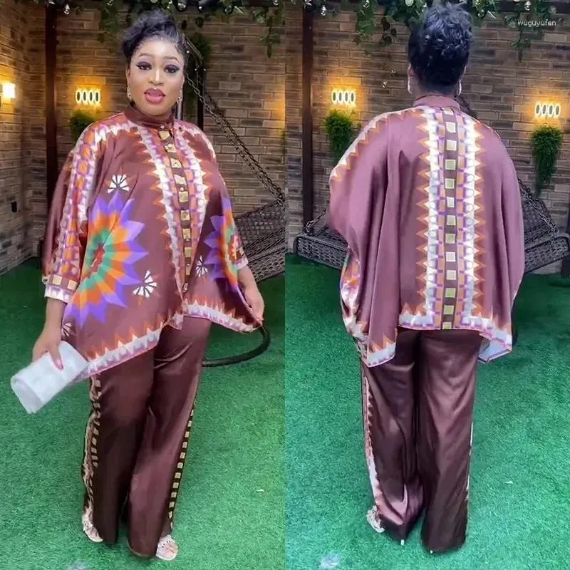 Etnische Kleding 2 Stuk Afrikaanse Kleding Voor Vrouwen Outfits Zomer 3/4 Mouw O-hals Print Top Broek Bijpassende Sets Dashiki Afrika