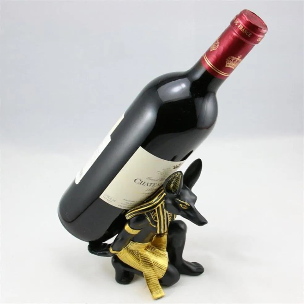 Résine Anubis dieu casier à vin porte-bouteille de vin Animal chien égyptien dieu support à vin accessoires maison Bar décoration préférence 223l