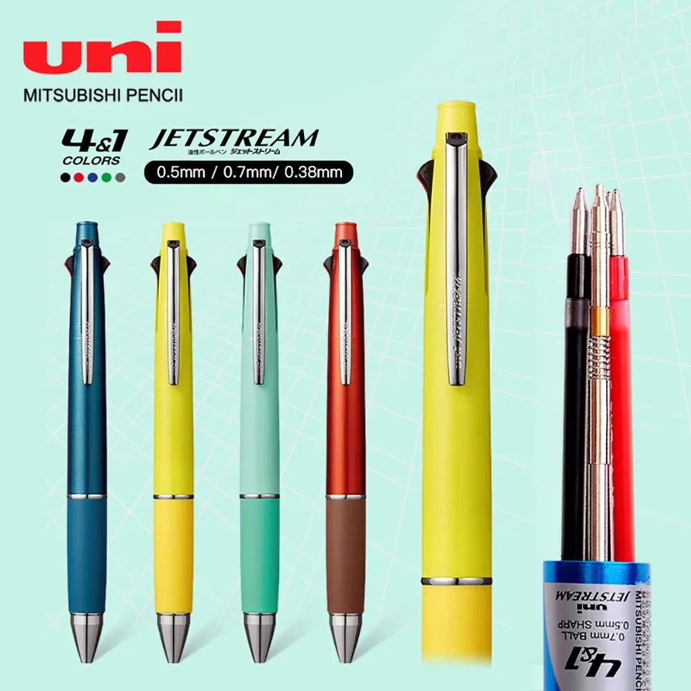 Japanisches Briefpapier UNI JETSTREAM Multifunktionsstift, vierfarbiger Kugelschreiber, Bleistift MSXE5-1000, Anti-Ermüdung, glatt, 0,5/0,7 mm, 240122