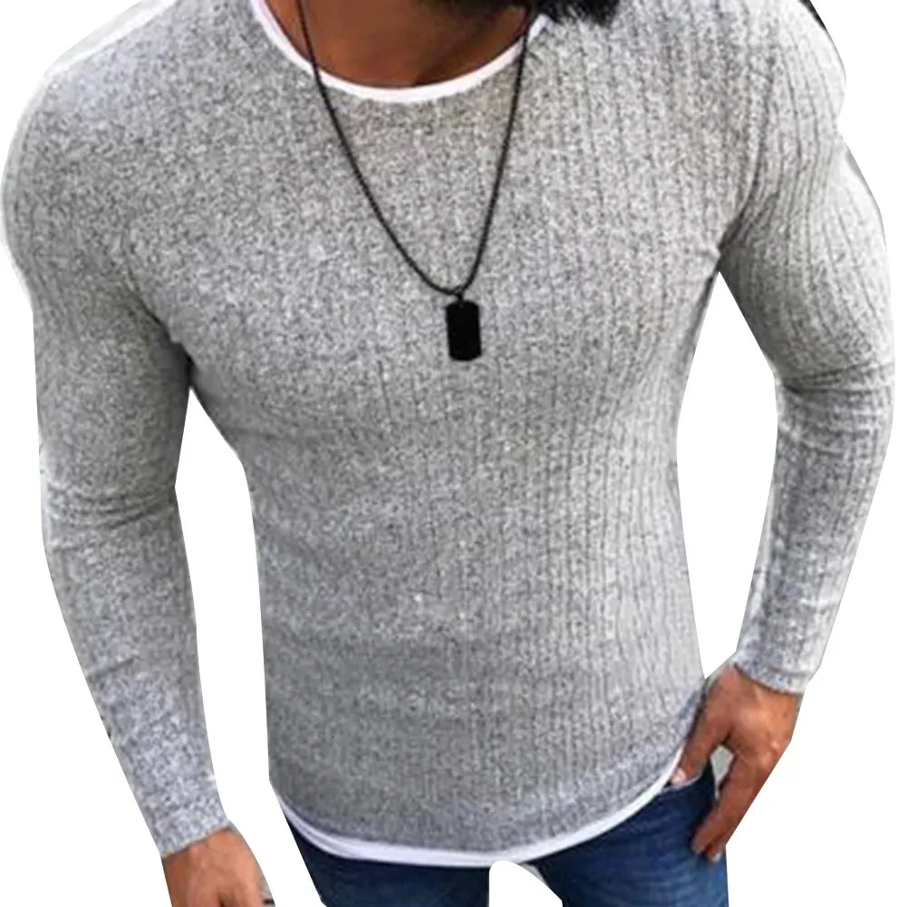 Mode Mannen Trui Top Kleurblok Patchwork O Hals Lange Mouw Trui Gebreide Trui Voor Herenkleding Winter 240125