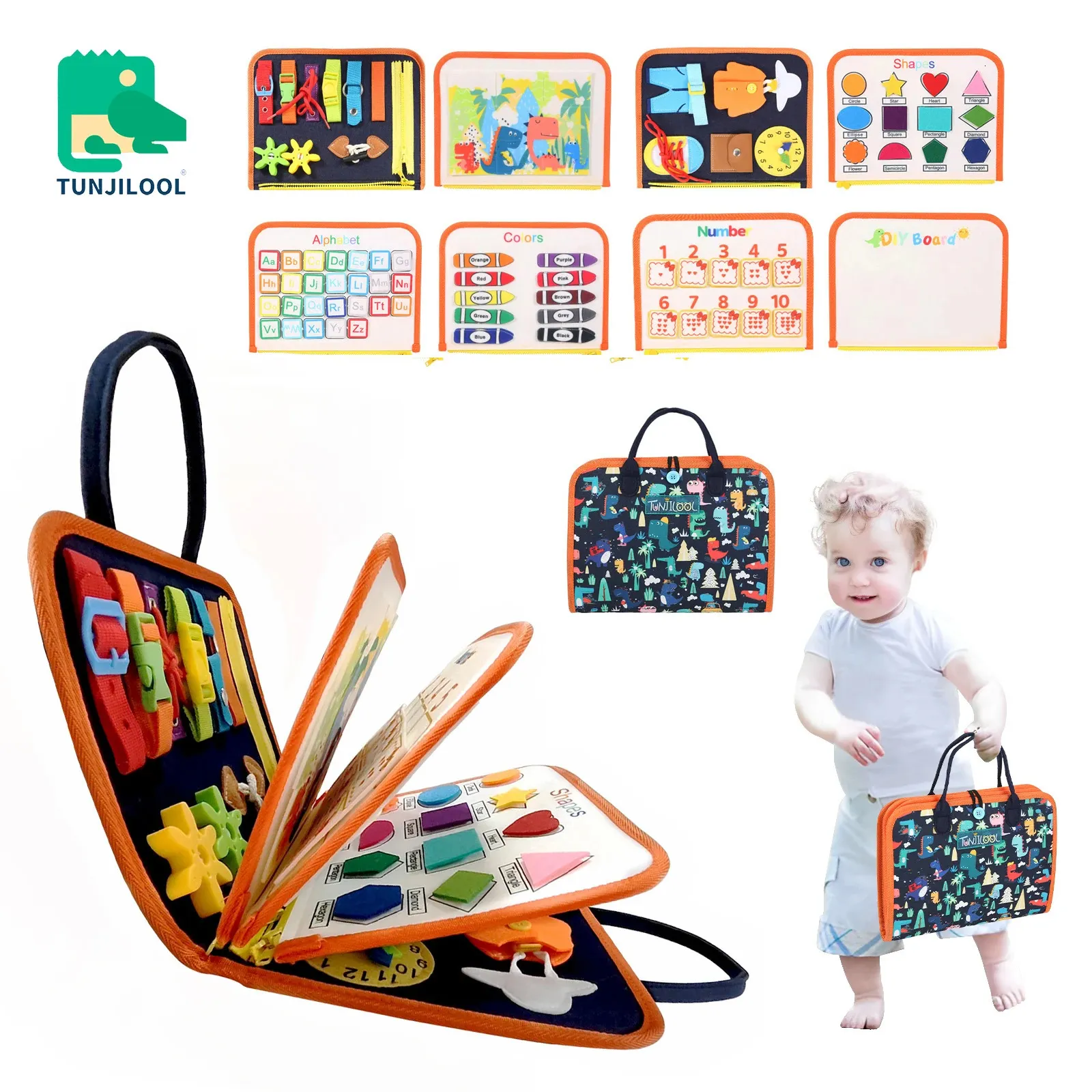 TUNJILOOL Drukke Board Montessori Parochie Speelgoed Voor Peuter Baby Boek Educatief Zintuiglijke Kinderen Geschenken 240124