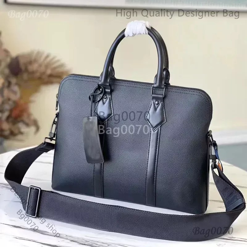 Bolsa de designer sacola bolsa de computador designer de couro genuíno sacos para laptop carta zíper mensageiro com placas de identificação totes bolsa multifuncional preta