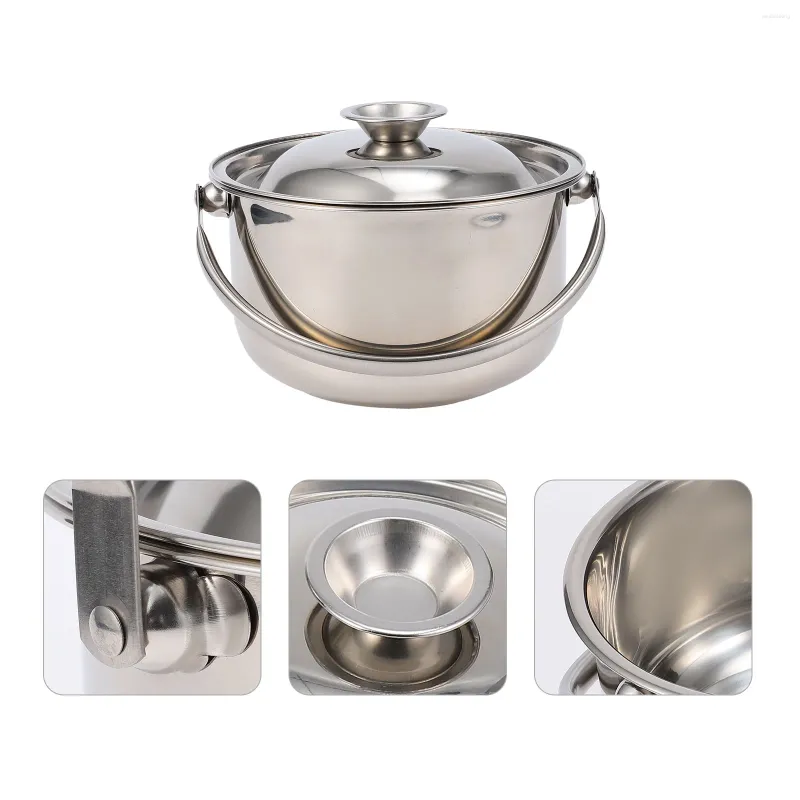 Double Boilers Stainless Steel Soup Bowls Stock Pot Large Grease Container Oil With Lid Handle Salad Mixing For Cooking Pots