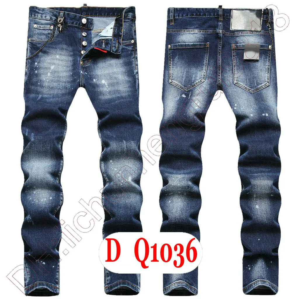 Męskie dżinsy D2 luksusowe Włochy projektant jeansów dżinsów men haftowe spodnie dq21036 mody hole hole splash-kink pieczęć