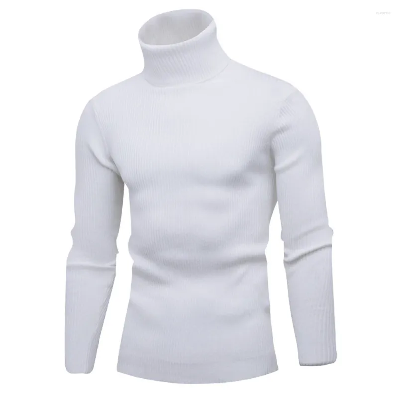 Herrtröjor Turtleneck tröja Mens Pullover Casual Fiting High Collar Stick Long Sleeve Solid Color Comfy