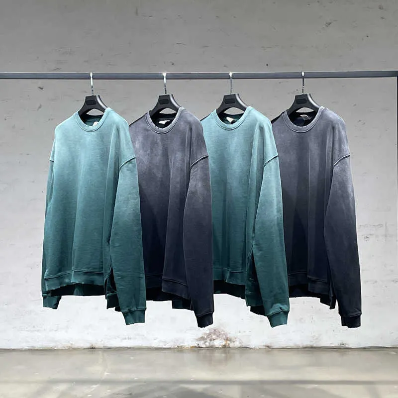 Herfst Grinding Edge Split Gradient Water Wash Hangende kleurstofspuitverf Oude hoodie High Street Trendy merkjas