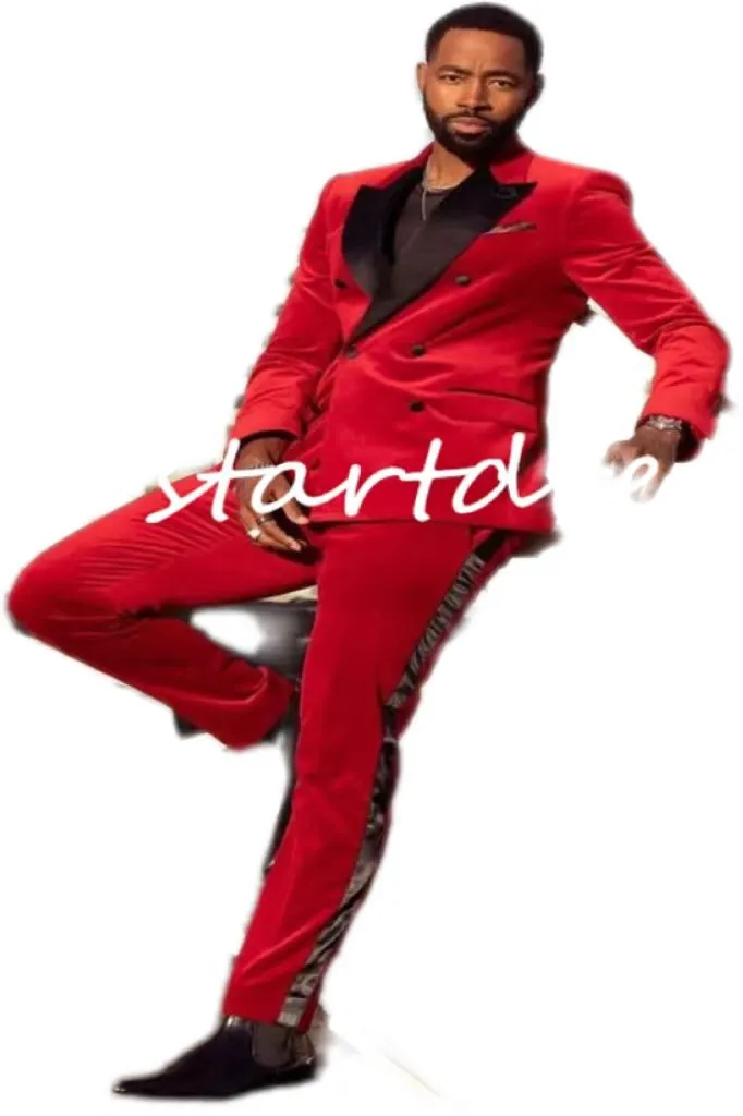 Elegante Abito Da Sposa In Velluto Rosso Abito Da Uomo Con Risardo