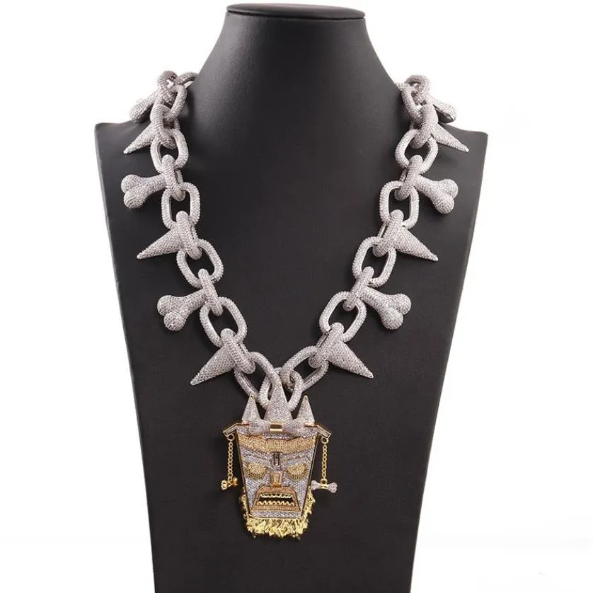 Mens Iced Out Hip Hop Chain Pendants Luxury Designer Jewelry Men Diamond Necklace Big Pendant Bling King Charms Rapper Cuban Link 3024