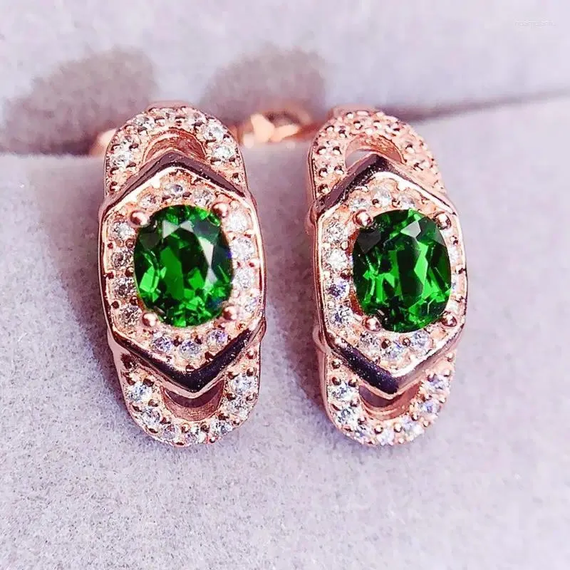 Kolczyki na biżuterię naturalny zielony zielony kolczyki 925 srebrne srebro 4 5 mm 0,5ct 2pcs dla mężczyzn lub kobiet L231171
