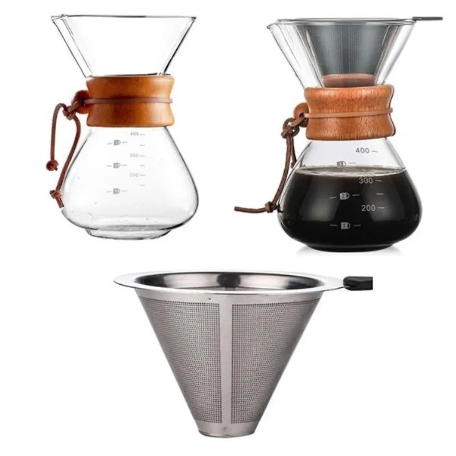 Potenciômetros de vidro turco resistente ao calor fabricante clássico despeje sobre cafeteira pote filtro de café de aço inoxidável c1030323d