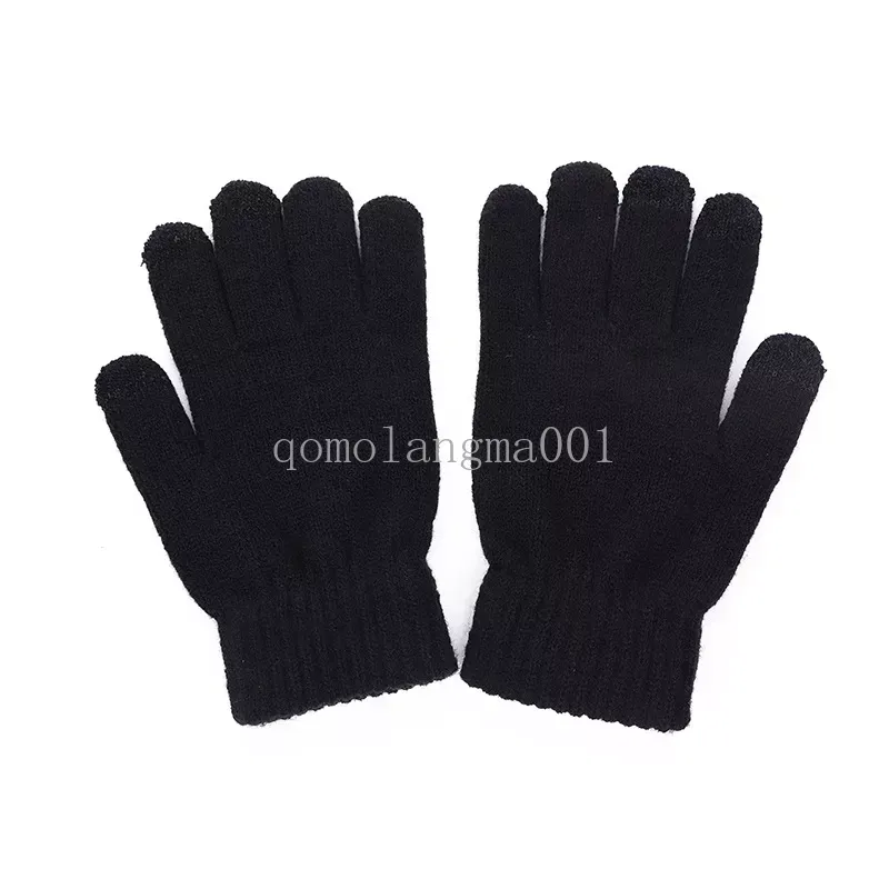 Zwart Volwassen warme handschoen thuiskleding Volledige vinger dikke gebreide wollen handschoenen Outdoor Winter Vijf vingers touchscreenhandschoenen