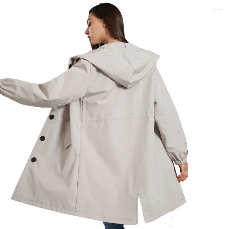 Abrigos de trinchera para mujer Fahsyee Raincoat Mujeres Chaqueta de lluvia impermeable con capucha cortavientos al aire libre largo activo