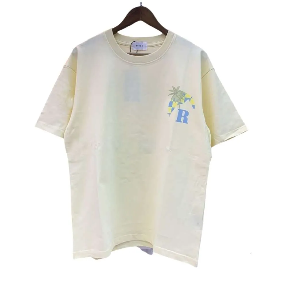 Rhude Tshirt Designer Original High Quality Mens Tshirts Tropics Coconut Racing Casual Short Sleeve For Men And Women