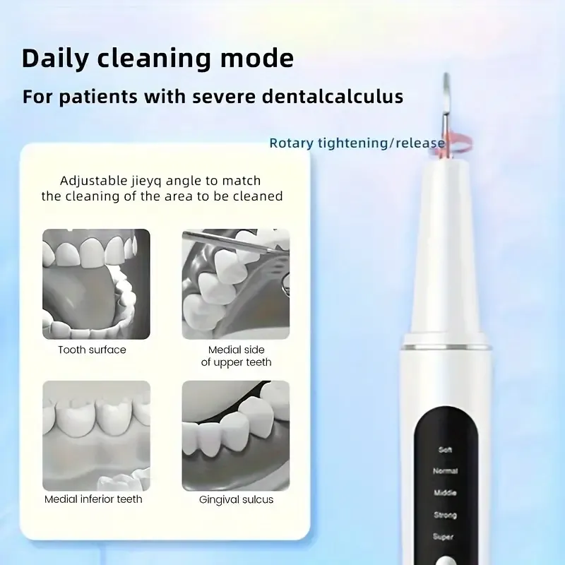 Автоматическое удаление зубного камня с помощью светодиодной подсветки, 5 режимов чистки зубов, перезаряжаемый набор для чистки зубов, ополаскиватель, мгновенно удаляет налет и пятна
