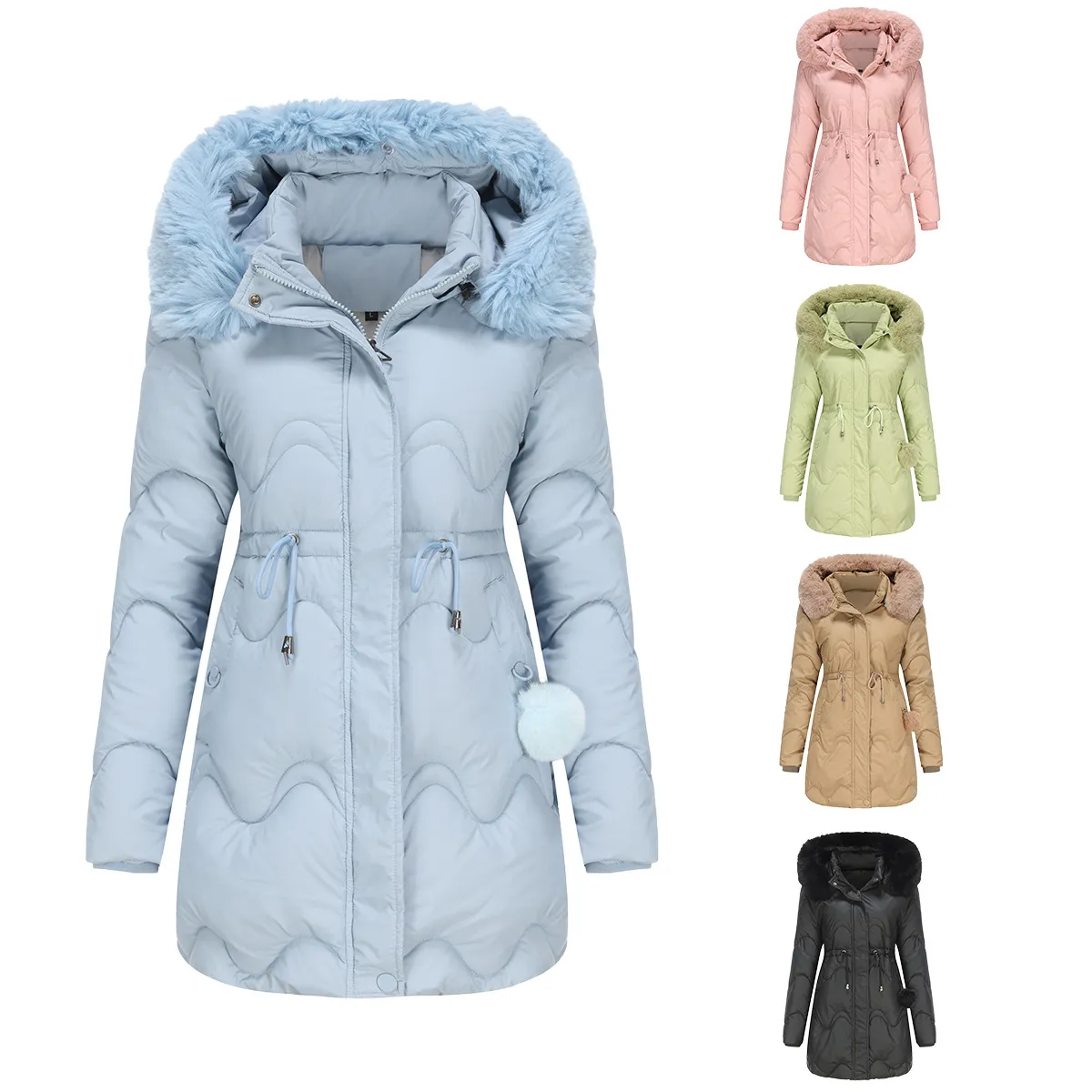 Groß sparen beim Kauf von Frauen Baumwolljacken OC823M80 Winter Women's  Cotton Clothes Mid Length Warm Jacket For Autumn And Winter Detachable Cap  in