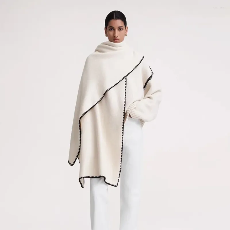 Maglieria da donna scandinava - Sciarpa lavorata a maglia con scialle colorato in lana calda e morbida, delicata sulla pelle, di alta qualità