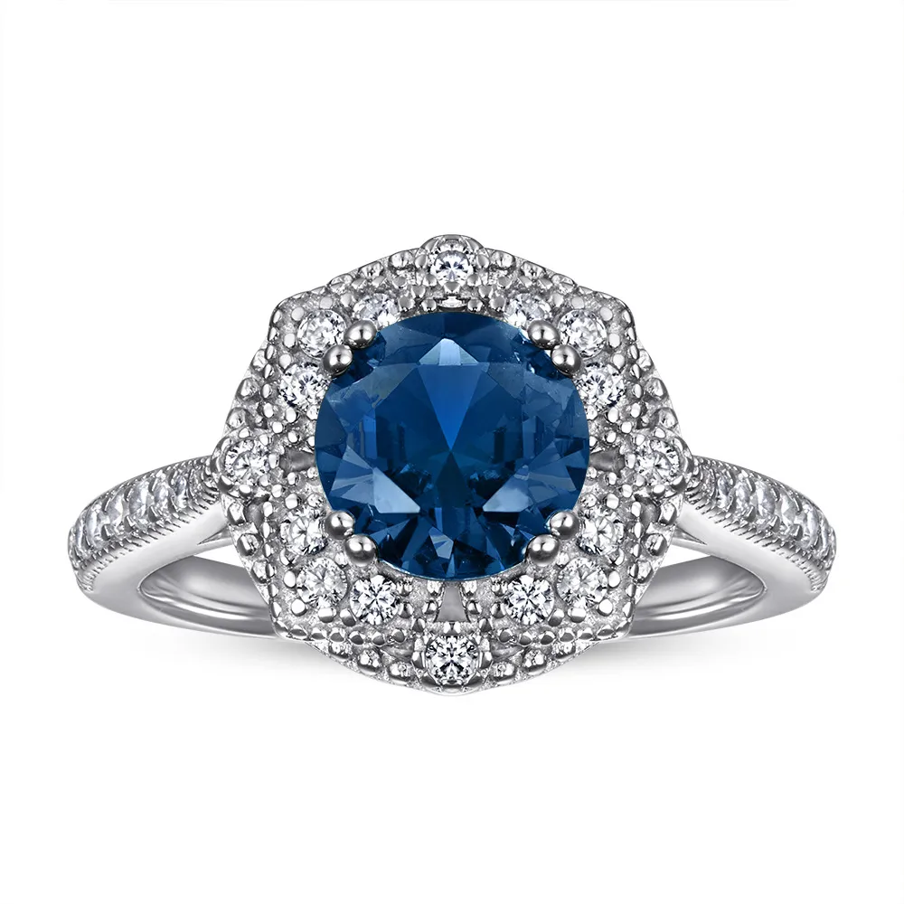 925 Sterling zilveren microset gekleurde edelsteen zirkon blauw groene edelsteen mode ring hoogwaardige luxe ring