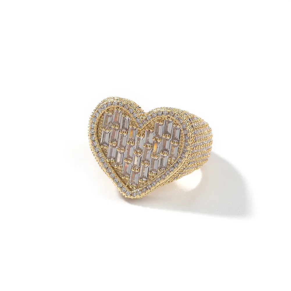 Europeiska förlovningsringar för kvinnor som lyser CZ Zircon Crystal Heart Ring Wedding Party Parts Storlek 6/7/8/9