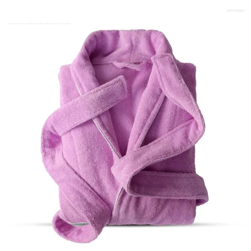 Women's Sleepwear Turn Down Collar Bathrobe Cotton Ladies Autumn Terry Robe Long Sleeve Absorb Water Homewear Towel For Female