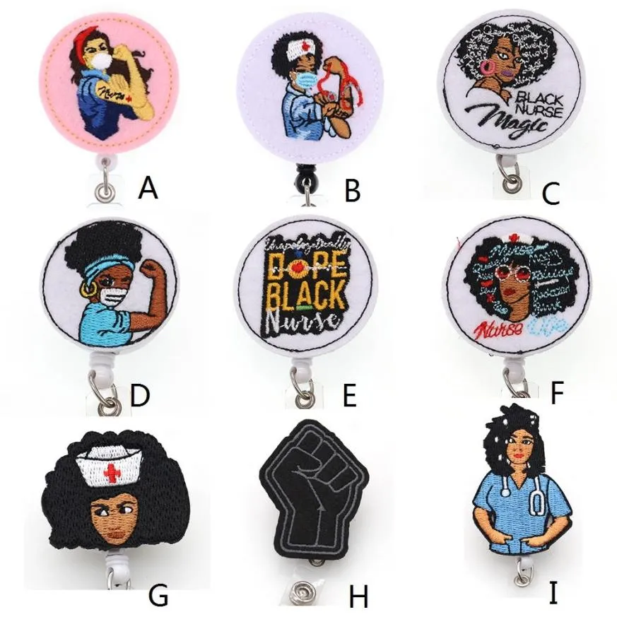 Medical Key Rings Multi-style Black Nurse Felt ID Holder For Name Accessories Badge Reel With Alligator Clip2559