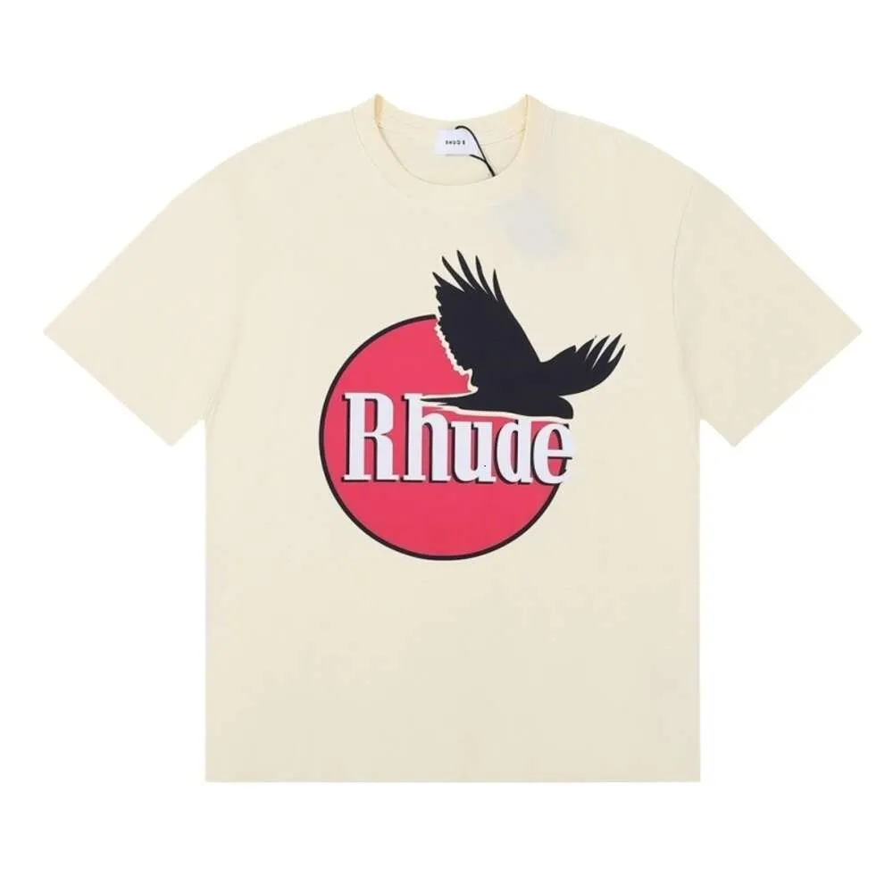 Rhude Tshirt Designer Classic Tshirt da uomo di qualità originale High Street Peace Pigeon Casual a maniche corte per uomo e donna