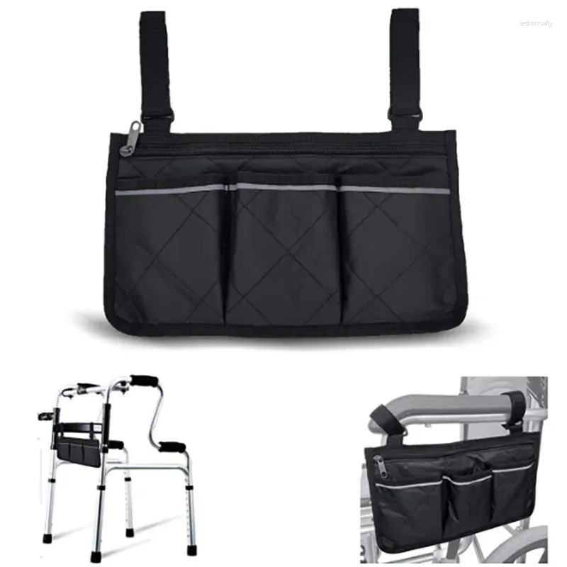 Sacs de rangement Sac d'accoudoir pour fauteuil roulant Sac latéral multi-poches Bande réfléchissante suspendue