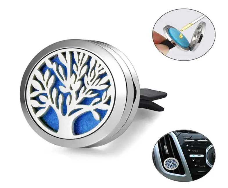 Universal Car Tree Design Hollow Out Aromatherapy Essential Oil Locket Diffuser Vent Clips Portable Mini Vent Perfume Clip Air Fre3922089